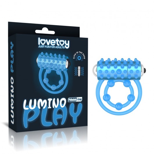 Голубое, светящееся в темноте виброкольцо Lumino Play Vibrating Penis Ring - Lovetoy - в Пскове купить с доставкой