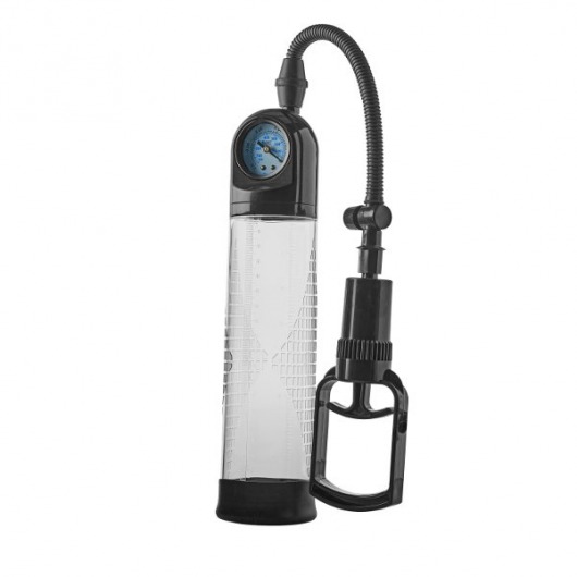 Прозрачная вакуумная помпа с манометром Deluxe Penis Pump - Dream Toys - в Пскове купить с доставкой