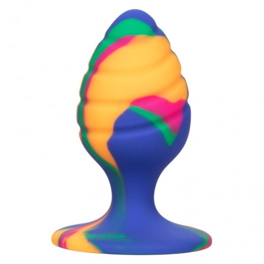 Яркая анальная пробка Cheeky Medium Swirl Tie-Dye Plug - 7,5 см. - California Exotic Novelties