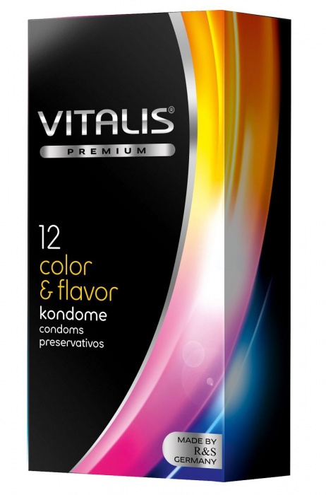 Цветные ароматизированные презервативы VITALIS PREMIUM color   flavor - 12 шт. - Vitalis - купить с доставкой в Пскове
