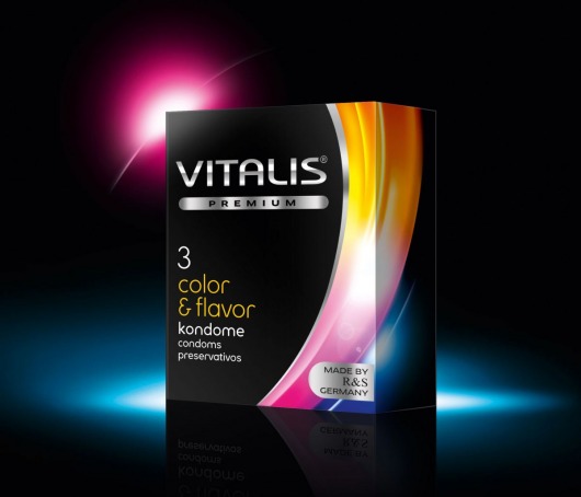 Цветные ароматизированные презервативы VITALIS PREMIUM color   flavor - 3 шт. - Vitalis - купить с доставкой в Пскове