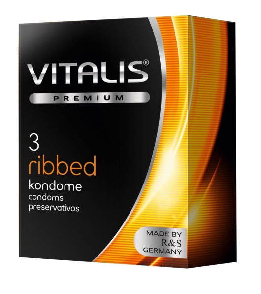 Ребристые презервативы VITALIS PREMIUM ribbed - 3 шт. - Vitalis - купить с доставкой в Пскове