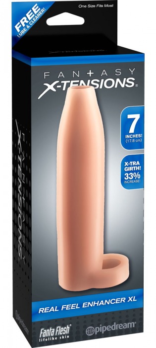 Телесная насадка Real Feel Enhancer XL - 17 см. - Pipedream - в Пскове купить с доставкой