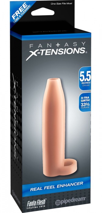 Насадка-расширитель с кольцом для подхвата мошонки Real Feel Enhancer - 14 см. - Pipedream - в Пскове купить с доставкой