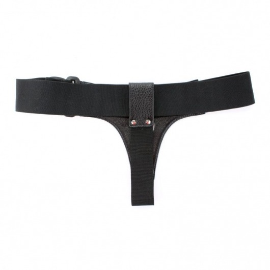 Чёрные трусики для страпона из натуральной кожи - БДСМ Арсенал - купить с доставкой в Пскове