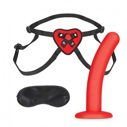 Красный поясной фаллоимитатор Red Heart Strap on Harness   5in Dildo Set - 12,25 см. - Lux Fetish - купить с доставкой в Пскове