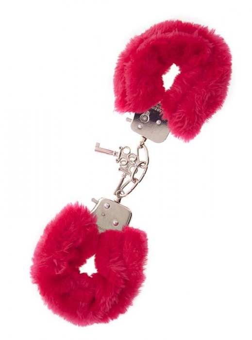 Металлические наручники с красной меховой опушкой METAL HANDCUFF WITH PLUSH RED - Dream Toys - купить с доставкой в Пскове