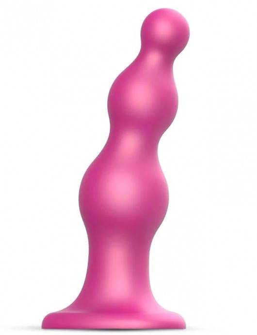 Розовая насадка Strap-On-Me Dildo Plug Beads size S - Strap-on-me - купить с доставкой в Пскове