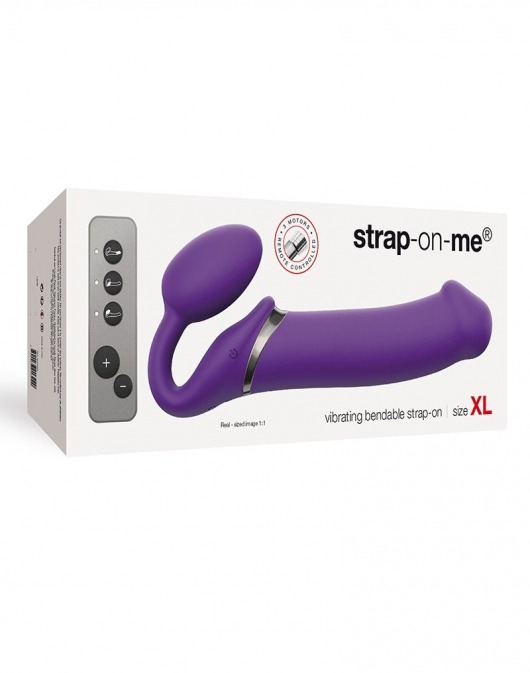 Фиолетовый безремневой вибрострапон Silicone Bendable Strap-On - size XL - Strap-on-me - купить с доставкой в Пскове