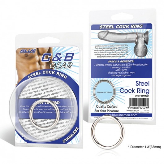 Стальное эрекционное кольцо STEEL COCK RING - 3.5 см. - BlueLine - в Пскове купить с доставкой