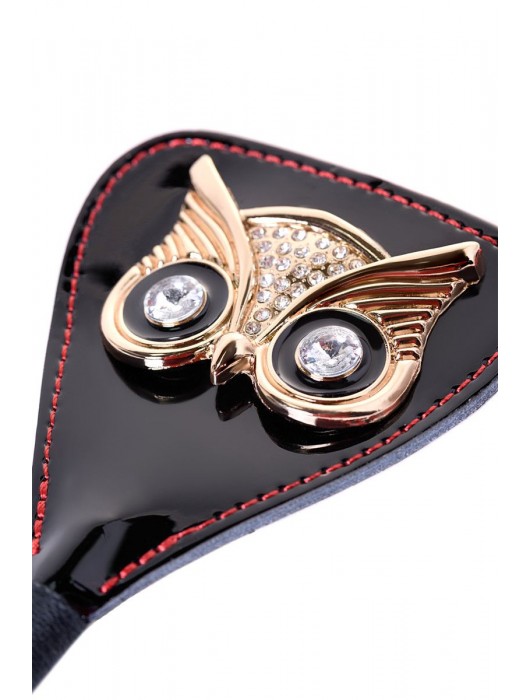 Чёрный стек с совой на кожаном наконечнике - 24 см. - ToyFa - купить с доставкой в Пскове