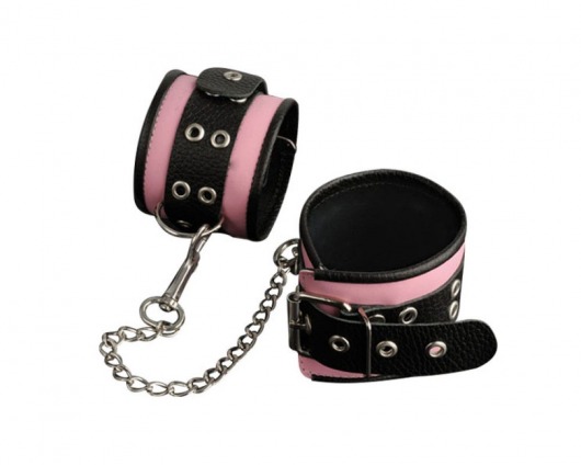 Кожаные розовые оковы с черным широким ремешком - Sitabella - купить с доставкой в Пскове