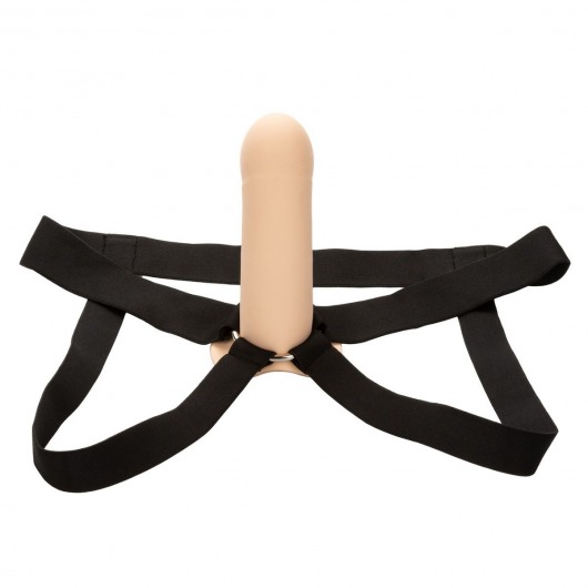 Телесный фаллопротез из силикона Extension with Harness - 15,75 см. - California Exotic Novelties - купить с доставкой в Пскове