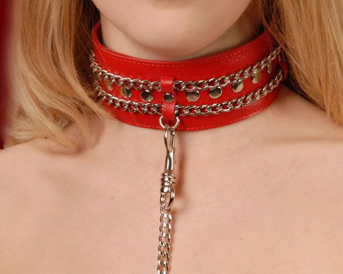 Красный ошейник с цепочками - Sitabella - купить с доставкой в Пскове