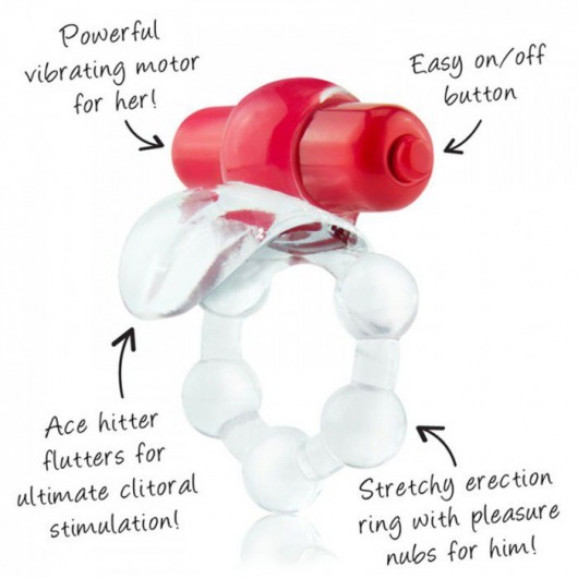Виброкольцо с язычком и красным виброэлементом Overtime - Screaming O - в Пскове купить с доставкой