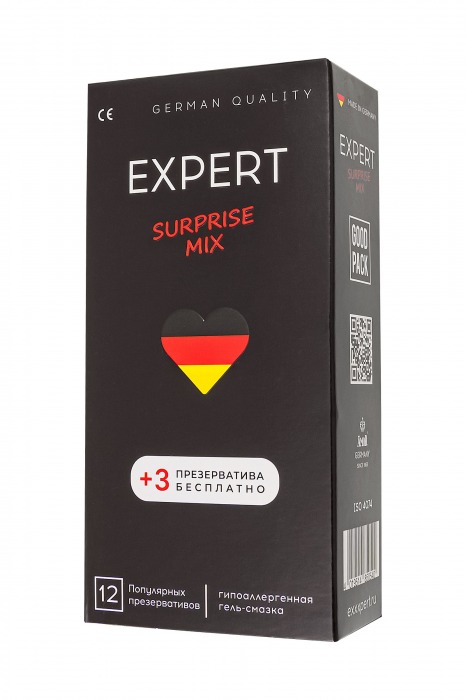 Презервативы EXPERT Surprise Mix - 12 шт.(+3 в подарок) - Expert - купить с доставкой в Пскове