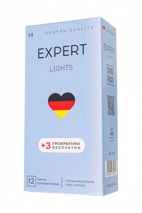 Ультратонкие презервативы EXPERT Lights - 12 шт.(+3 в подарок) - Expert - купить с доставкой в Пскове