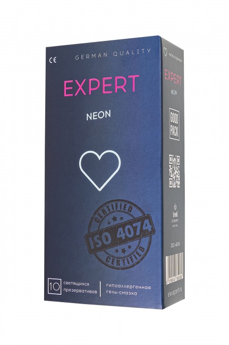 Светящиеся в темноте презервативы EXPERT Neon - 10 шт. - Expert - купить с доставкой в Пскове