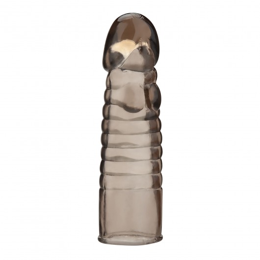 Дымчатая насадка-удлинитель Ribbed Realistic Penis Enhancing Sleeve Extension - 15,2 см. - BlueLine - в Пскове купить с доставкой