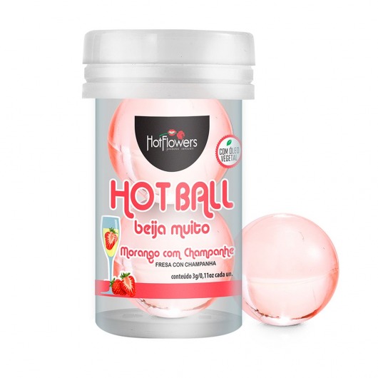 Лубрикант на масляной основе Hot Ball Beija Muito с ароматом клубники и шампанского (2 шарика по 3 гр.) - HotFlowers - купить с доставкой в Пскове