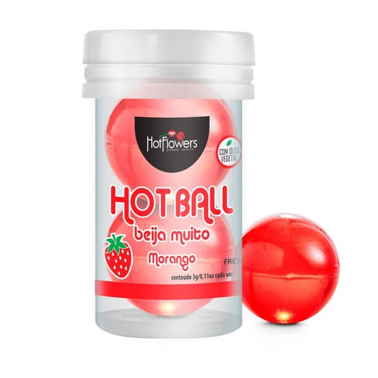 Лубрикант на масляной основе Hot Ball Beija Muito с ароматом клубники (2 шарика по 3 гр.) - HotFlowers - купить с доставкой в Пскове