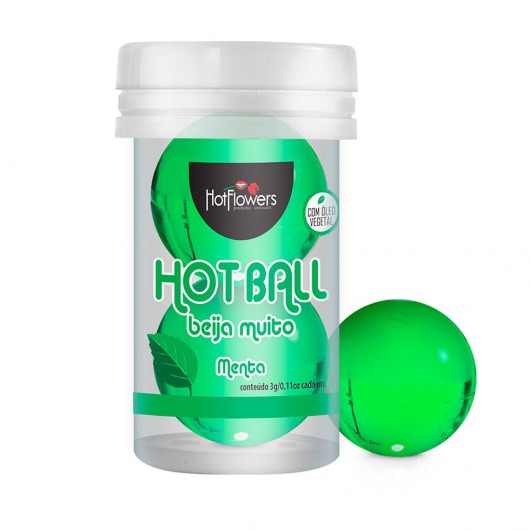 Лубрикант на масляной основе Hot Ball Beija Muito с ароматом мяты (2 шарика по 3 гр.) - HotFlowers - купить с доставкой в Пскове