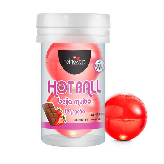 Лубрикант на масляной основе Hot Ball Beija Muito с ароматом шоколада и клубники (2 шарика по 3 гр.) - HotFlowers - купить с доставкой в Пскове