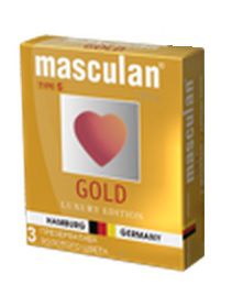 Презервативы Masculan Ultra Gold с золотым напылением и ароматом ванили - 3 шт. - Masculan - купить с доставкой в Пскове