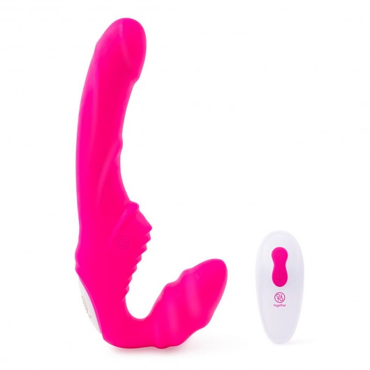 Розовый безремневой страпон на радиоуправлении Strapless Together - 22 см. - Together Toy - купить с доставкой в Пскове