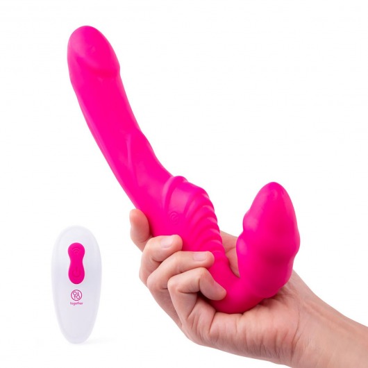 Розовый безремневой страпон на радиоуправлении Strapless Together - 22 см. - Together Toy - купить с доставкой в Пскове