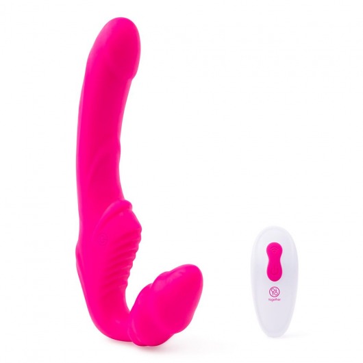 Розовый безремневой страпон на радиоуправлении Strapless Together - 22 см. - Together Toy - купить с доставкой в Пскове