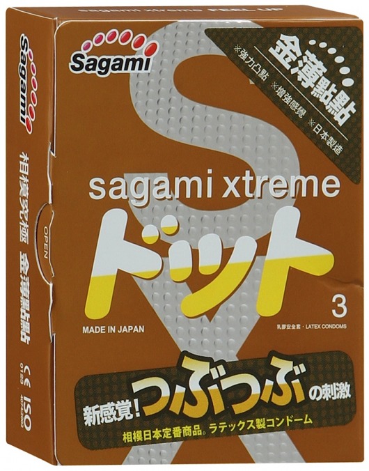 Презервативы Sagami Xtreme FEEL UP с точечной текстурой и линиями прилегания - 3 шт. - Sagami - купить с доставкой в Пскове