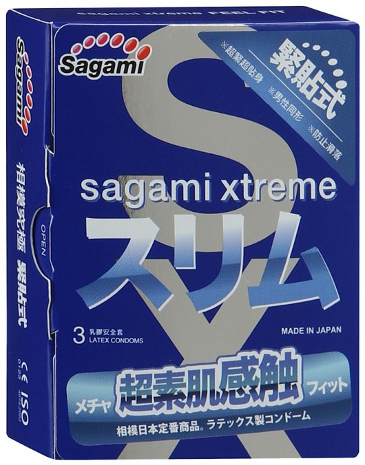 Розовые презервативы Sagami Xtreme FEEL FIT 3D - 3 шт. - Sagami - купить с доставкой в Пскове