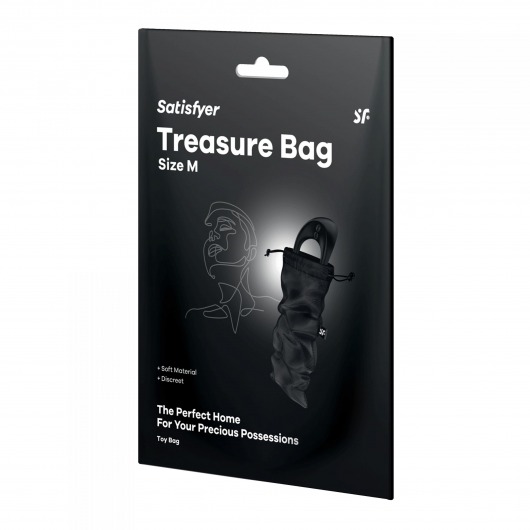 Черный мешочек для хранения игрушек Treasure Bag M - Satisfyer - купить с доставкой в Пскове