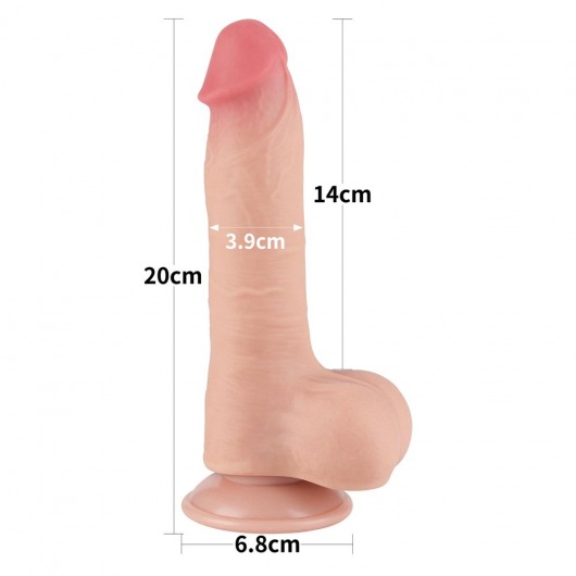Телесный фаллоимитатор 8 Sliding Skin Dual Layer Dong на присоске - 20 см. - Lovetoy