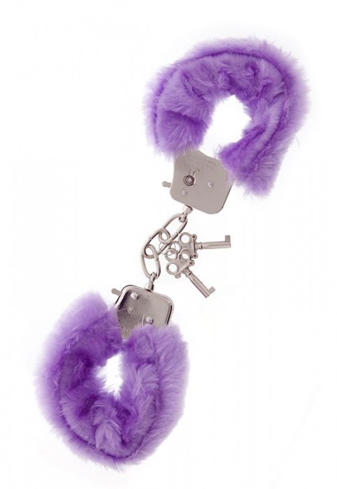 Фиолетовые меховые наручники METAL HANDCUFF WITH PLUSH LAVENDER - Dream Toys - купить с доставкой в Пскове