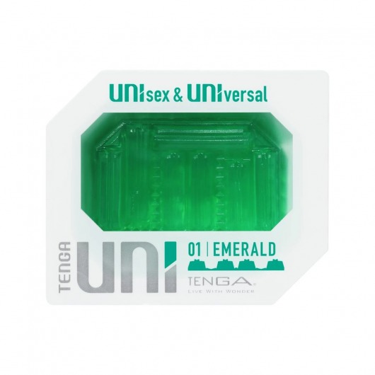 Зеленый мастурбатор-стимулятор Tenga Uni Emerald - Tenga - в Пскове купить с доставкой