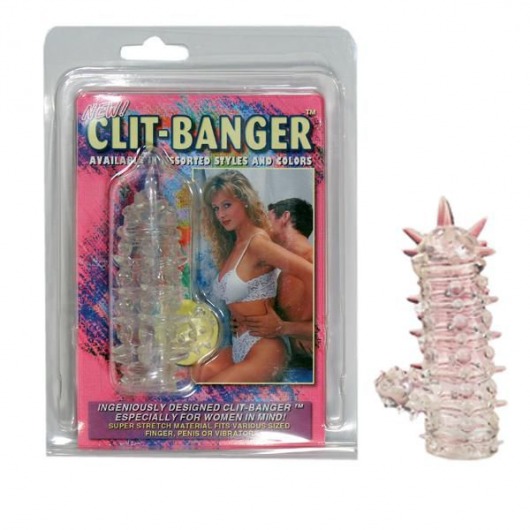 Прозрачная насадка с шипами и клиторальной шишечкой CLIT-BANGER SLEEVE IN CLEAR - Tonga - в Пскове купить с доставкой