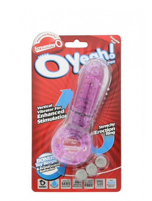 Фиолетовое эрекционное кольцо с вибрацией и пальчиком OYEAH PURPLE - Screaming O - в Пскове купить с доставкой