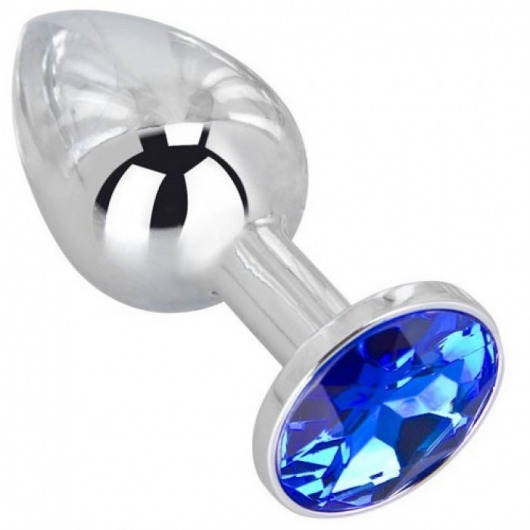 Анальное украшение BUTT PLUG  Small с синим кристаллом - 7 см. - Anal Jewelry Plug - купить с доставкой в Пскове