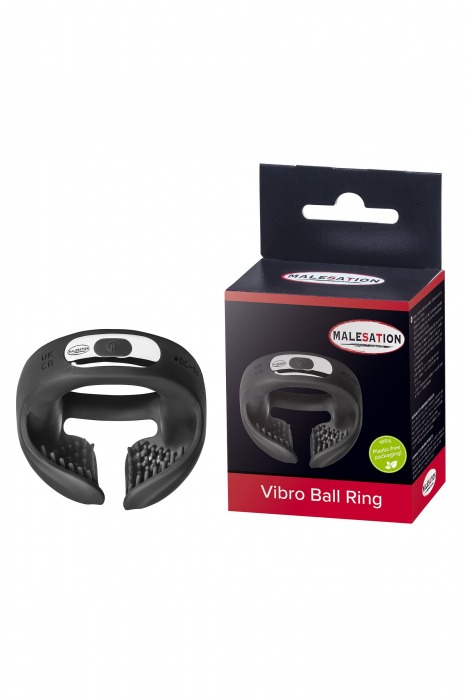 Черное эрекционное виброкольцо для пениса и мошонки Vibro Ball Ring - MALESATION - в Пскове купить с доставкой