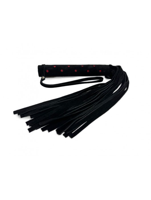 Черная замшевая плеть с красными точками на рукояти Red dot Princess - 43 см. - БДСМ Арсенал - купить с доставкой в Пскове