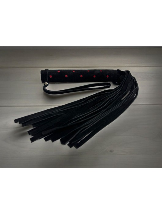 Черная замшевая плеть с красными точками на рукояти Red dot Princess - 43 см. - БДСМ Арсенал - купить с доставкой в Пскове