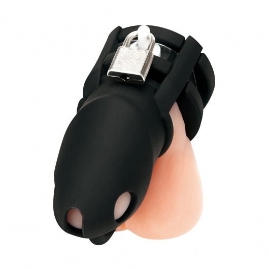Черная клетка для пениса Silicone Small 2 in Cock Cage With Ball Divider - BlueLine - купить с доставкой в Пскове