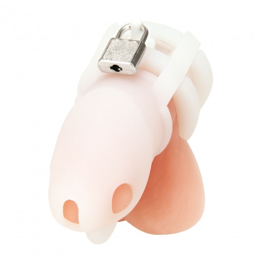 Белая клетка для пениса Silicone Small 2 in Cock Cage With Ball Divider - BlueLine - купить с доставкой в Пскове