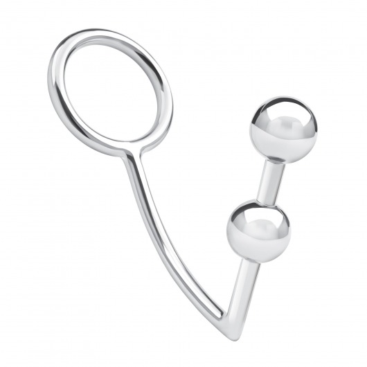 Кольцо на пенис с анальным стимулятором Two Bead Stainless Steel Anal Hook   Cock Ring - BlueLine - в Пскове купить с доставкой