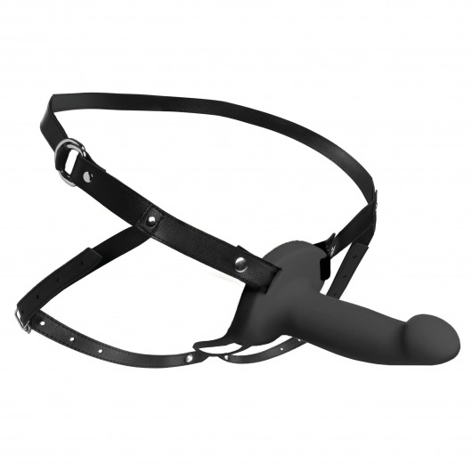 Черный полый страпон с вибрацией 2’’ Erection 28X Smooth Vibrating Silicone Penis Sheath - XR Brands - купить с доставкой в Пскове