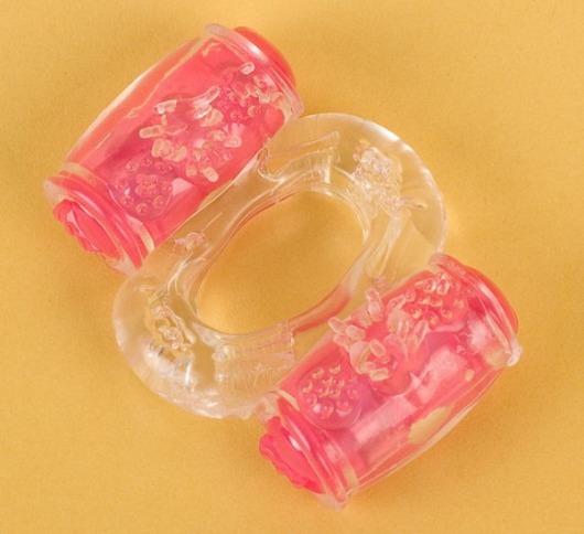 Прозрачное виброкольцо с двумя вибропульками - Toyfa Basic - в Пскове купить с доставкой