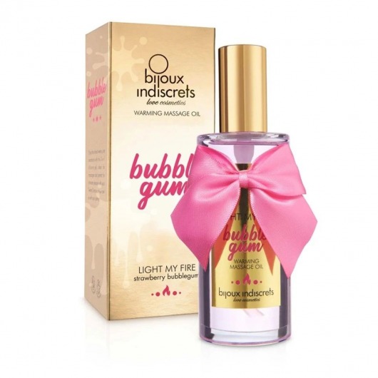 Разогревающее массажное масло Light My Fire Bubble Gum с ароматом бабл-гам - 100 мл. - Bijoux Indiscrets - купить с доставкой в Пскове