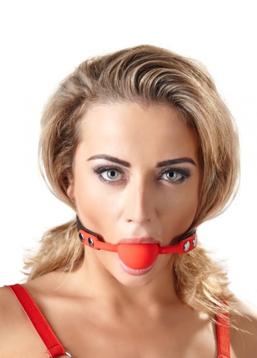 Силиконовый кляп-шар на чёрных ремешках Red Gag silicone - Orion - купить с доставкой в Пскове